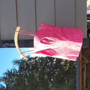 Fredericks of Hollywood Pink with Gold Floral Print Cami Crop Top